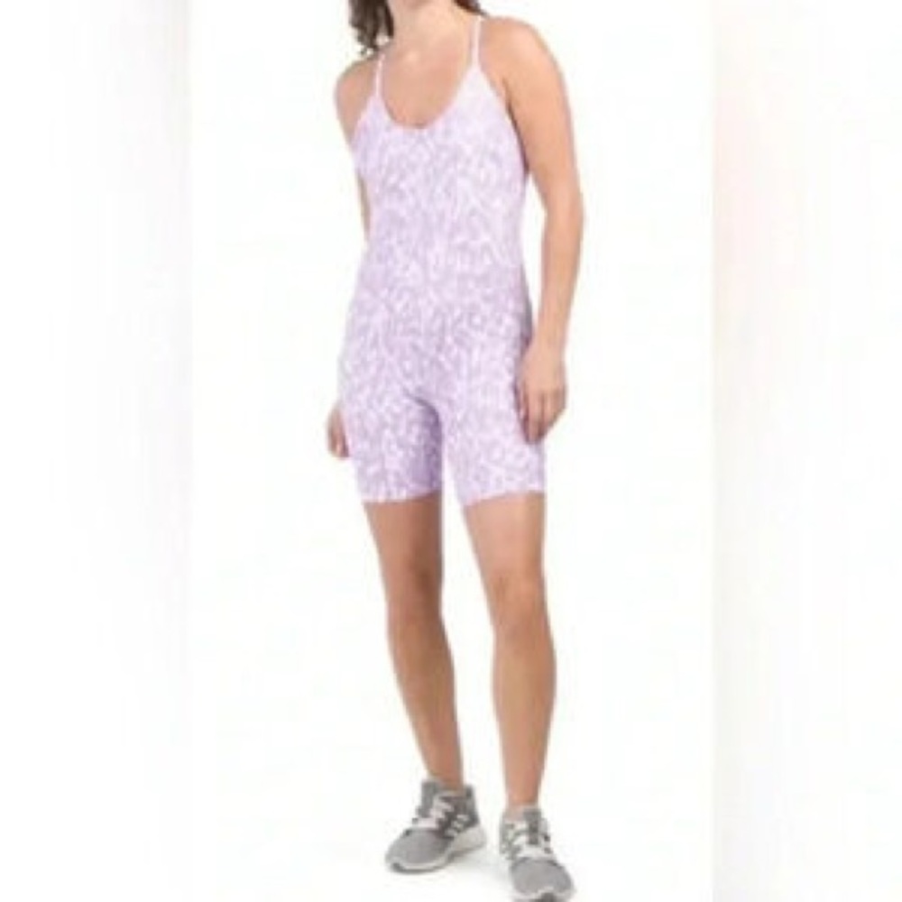 NWT- SAGE Collective Textural Skin Sheer Lilac Athletic Romper